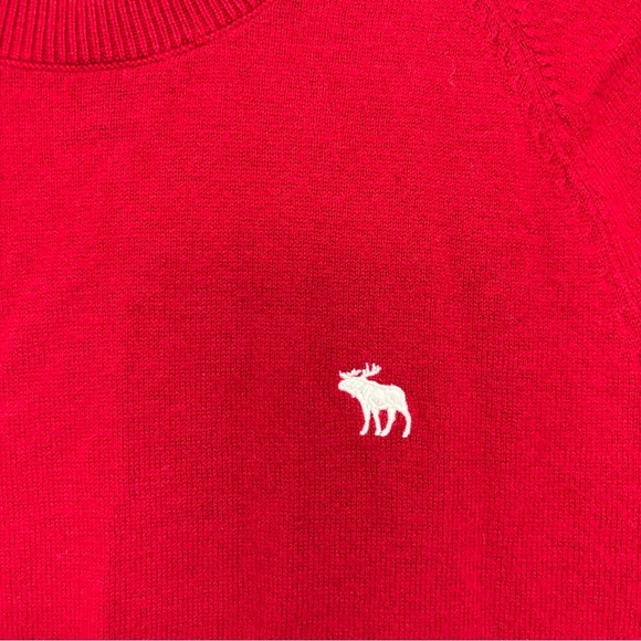 Abercrombie & Fitch Moose Wool Blend Sweater Men Large Red Crew Neck Preppy - Picture 2 of 9